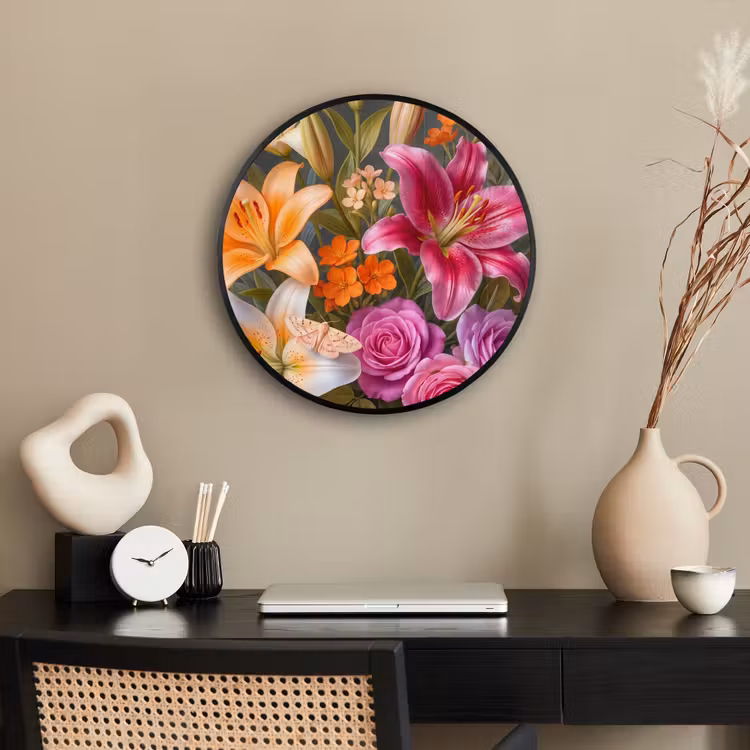 Bloemen - Boeket - Natuur - Kleurrijk - Modern Fotolijst rond zonder passe partout klein -sfeer1