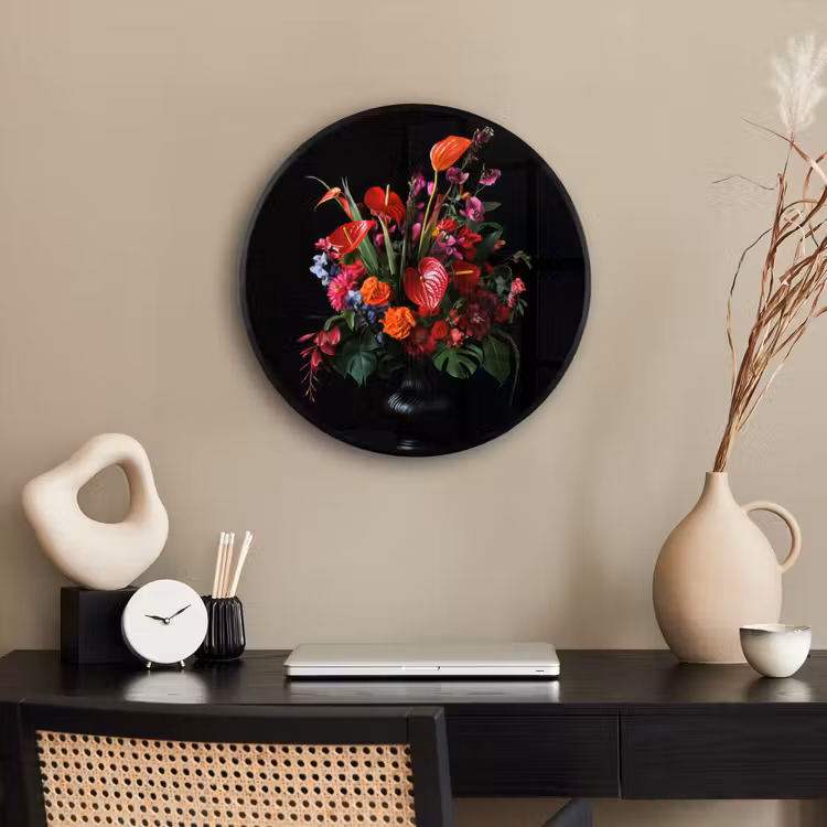 Bloemen - Boeket - Sierlijk Fotolijst rond zonder passe partout klein -sfeer1