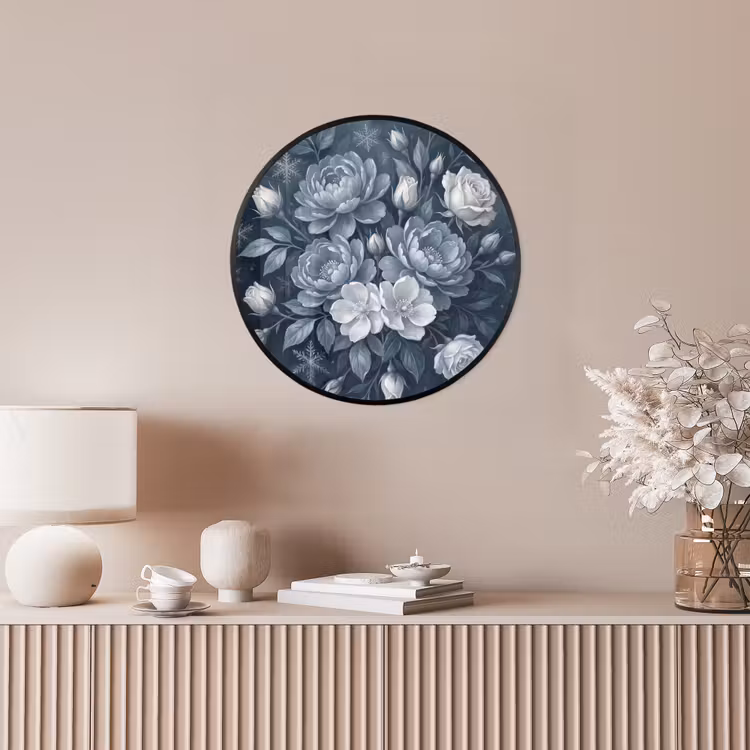 Bloemen - Boeket - Winter - Abstract - Blauw Fotolijst rond zonder passe partout klein -sfeer3