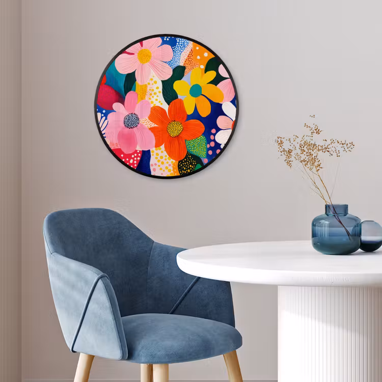Bloemen - Kleurrijk - Stippen Fotolijst rond zonder passe partout klein -sfeer2