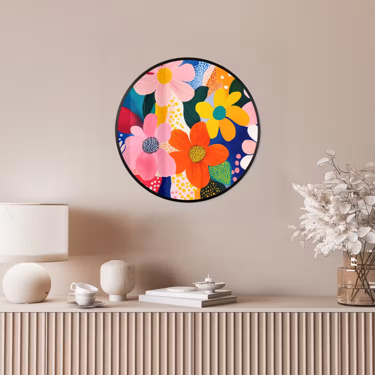 Bloemen - Kleurrijk - Stippen Fotolijst rond zonder passe partout klein -sfeer3