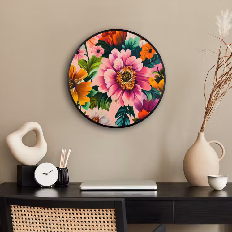 Bloemen - Kleurrijk - Roze Fotolijst rond zonder passe partout klein -sfeer1
