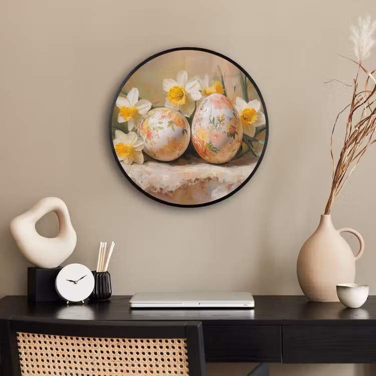Bloemen - Eieren - Geschilderd Fotolijst rond zonder passe partout klein -sfeer1