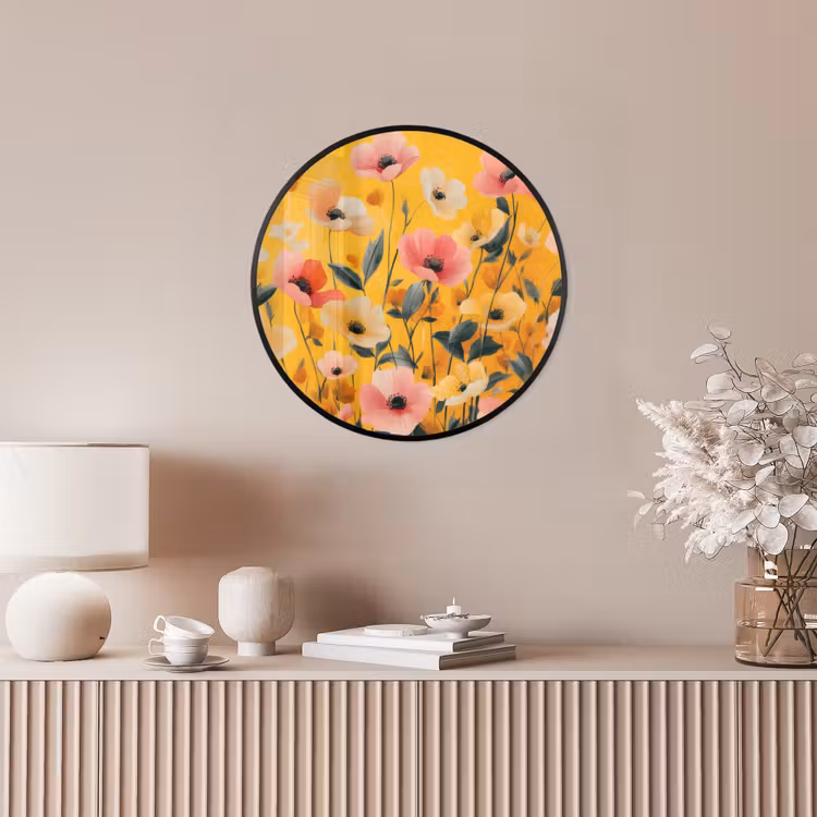 Bloemen - Veld - Geel Fotolijst rond zonder passe partout klein -sfeer3