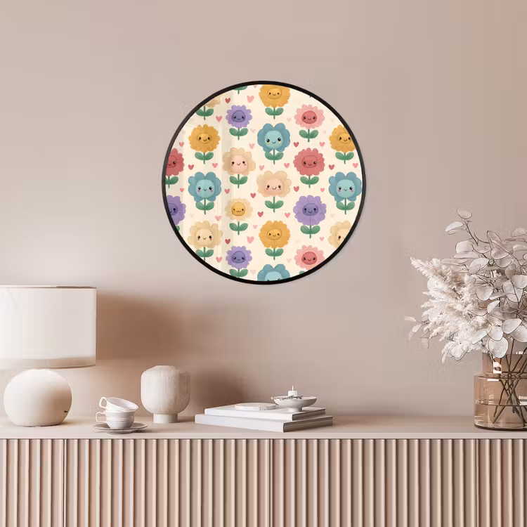 Bloemen - Hartjes - Kleurrijk Fotolijst rond zonder passe partout klein 856 -sfeer3