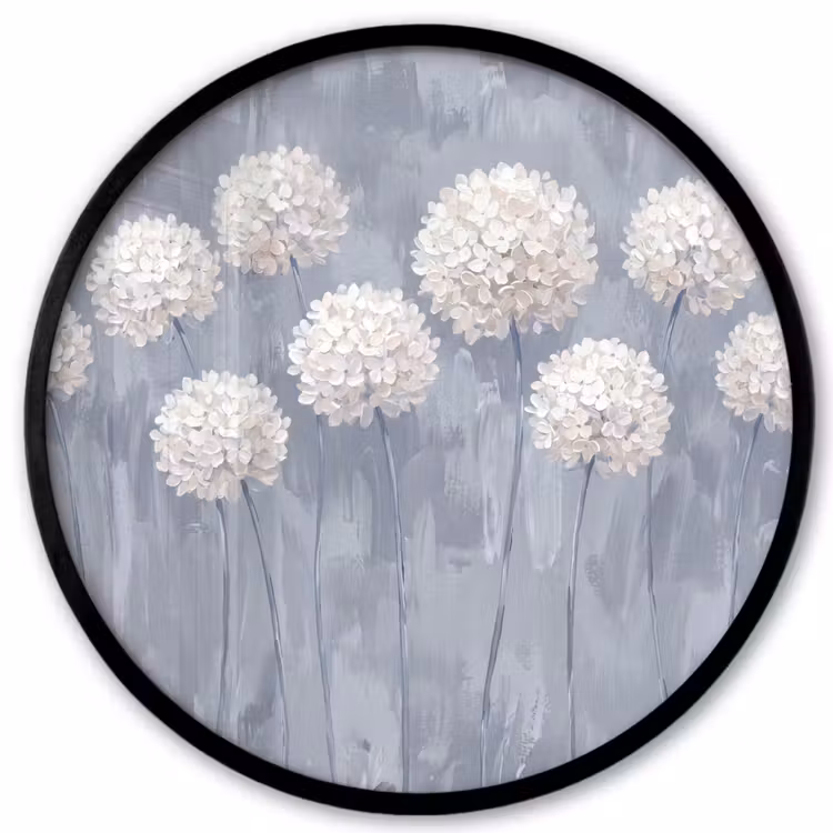 Bloemen - Illustratie - Blauw Fotolijst rond zonder passe partout klein -3d