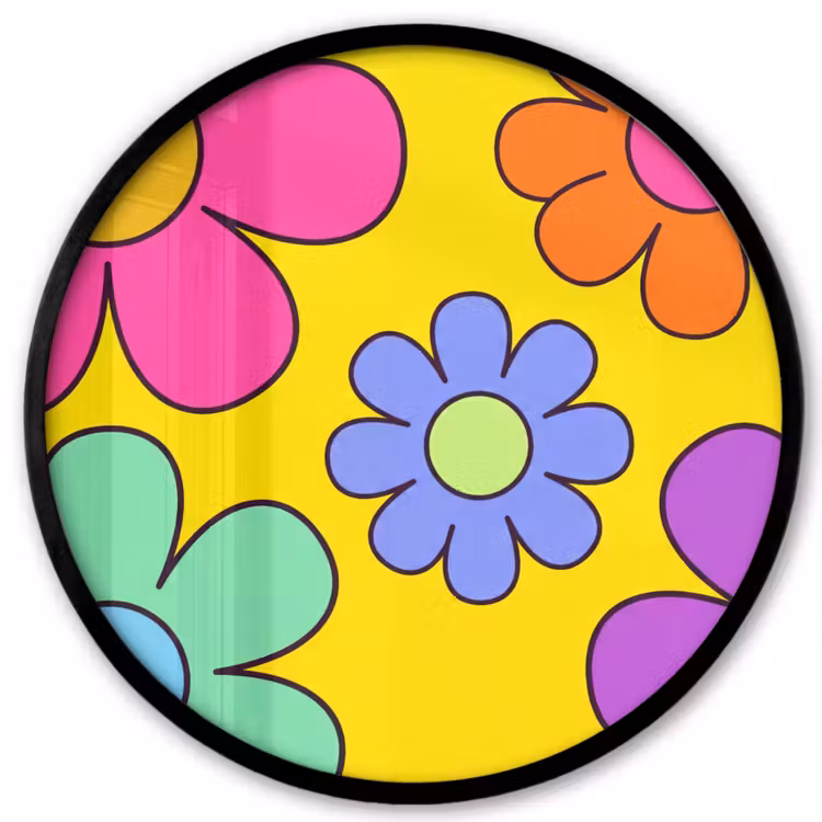 Bloemen - Illustratie - Kleurrijk Fotolijst rond zonder passe partout klein -3d