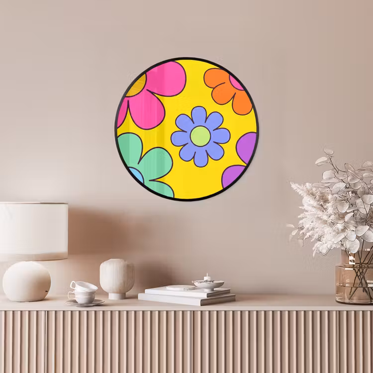 Bloemen - Illustratie - Kleurrijk Fotolijst rond zonder passe partout klein -sfeer3