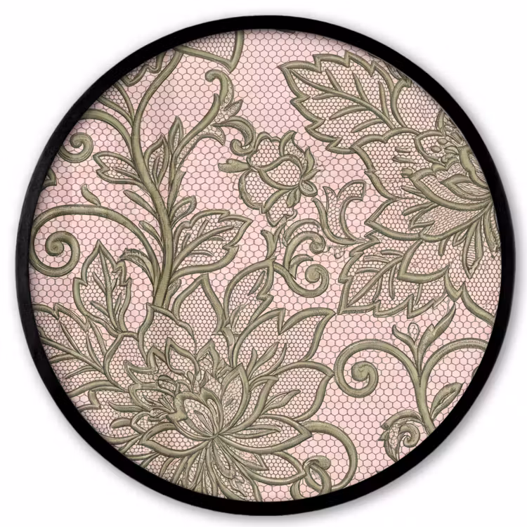 Bloemen - Kant - Patroon - Klassiek - Groen Fotolijst rond zonder passe partout klein -3d