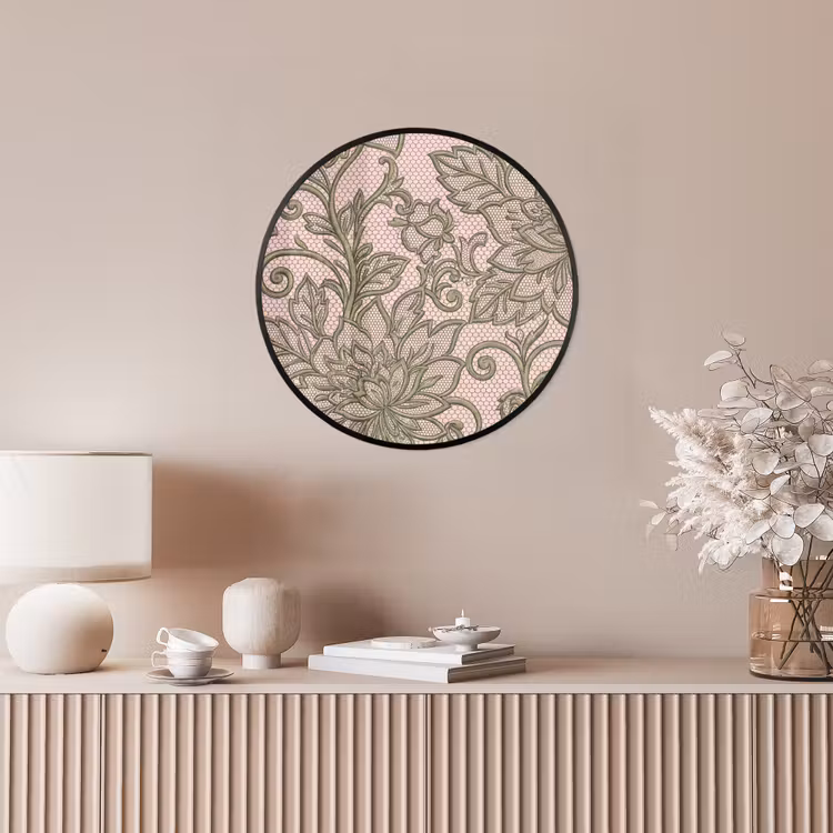Bloemen - Kant - Patroon - Klassiek - Groen Fotolijst rond zonder passe partout klein -sfeer3