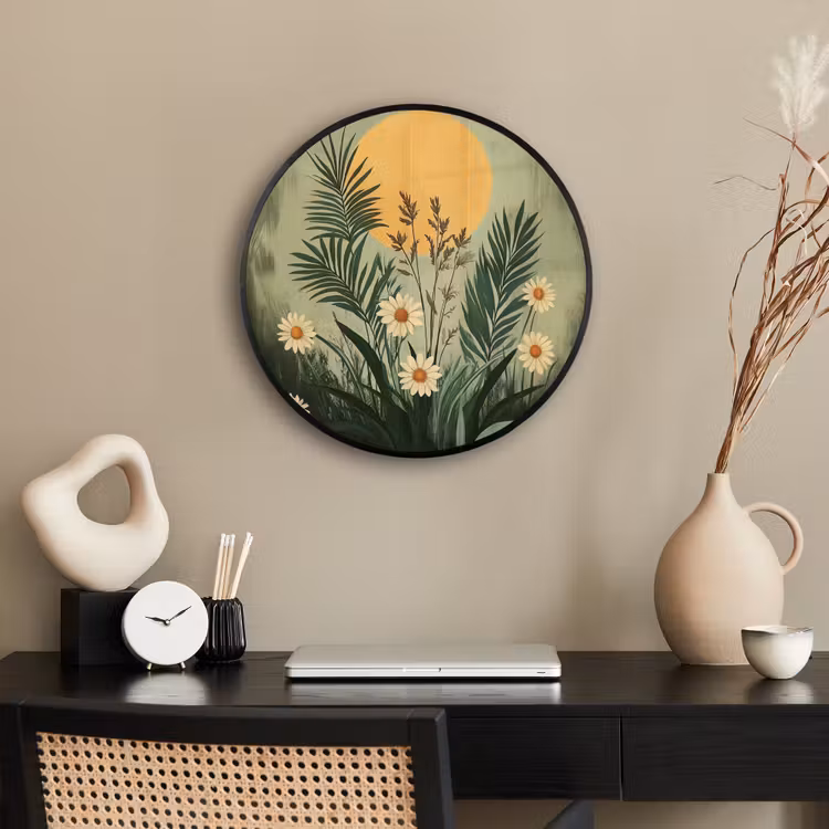Bloemen - Bladeren - Zon - Groen Fotolijst rond zonder passe partout klein -sfeer1