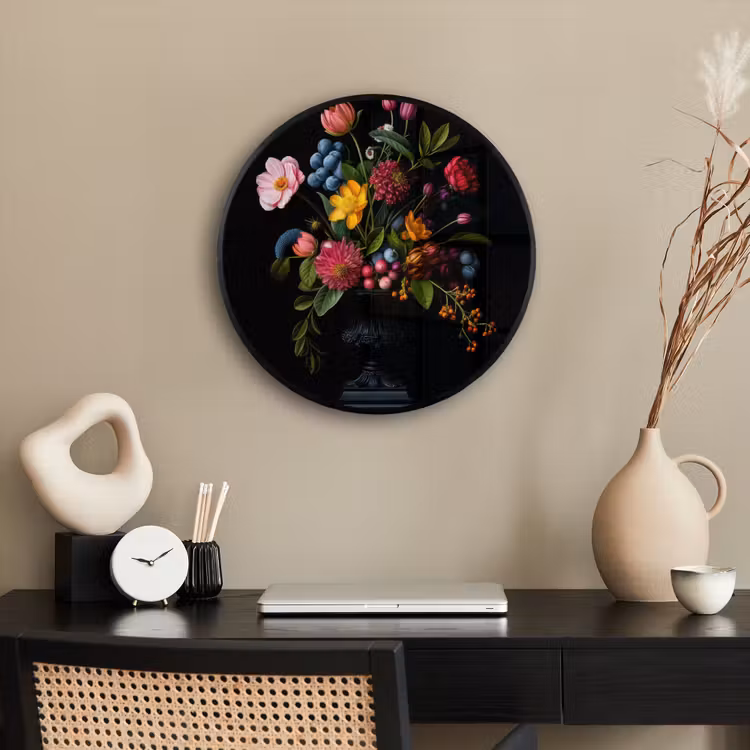Bloemen - Vrolijk - Vaas Fotolijst rond zonder passe partout klein -sfeer1