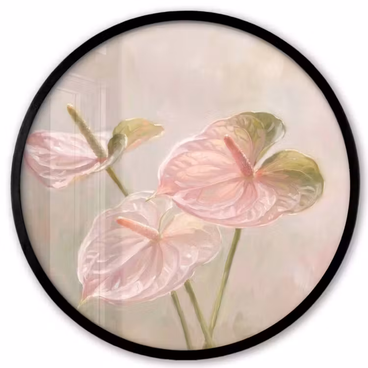 Bloemen - Pastel - Abstract - Natuur - Groen Fotolijst rond zonder passe partout klein -3d