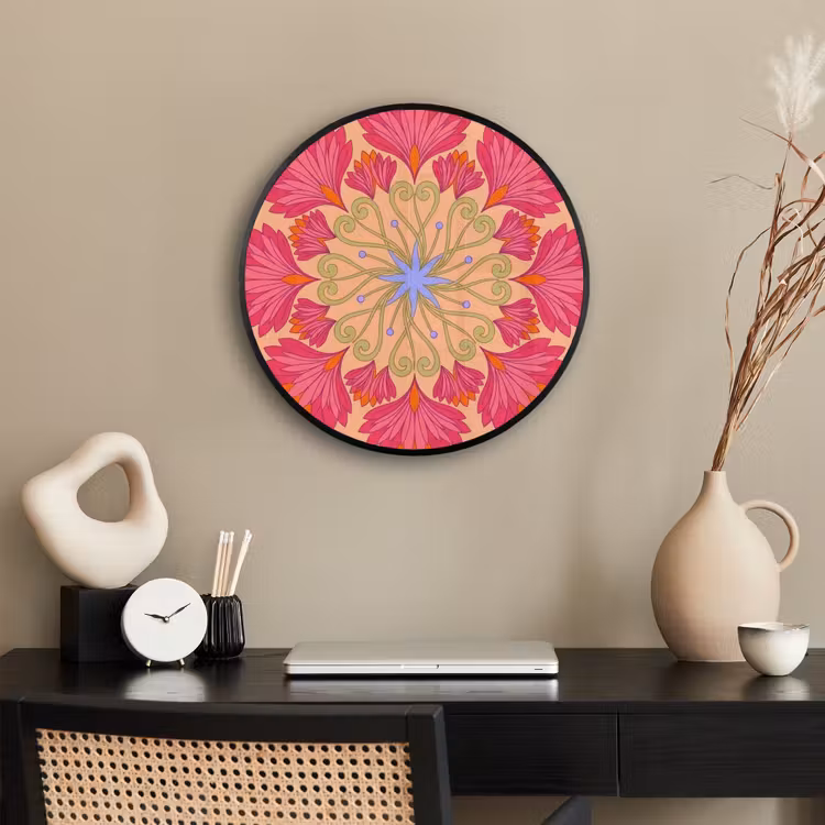 Bloemen - Patroon - Abstract - Roze - Decoratief Fotolijst rond zonder passe partout klein -sfeer1