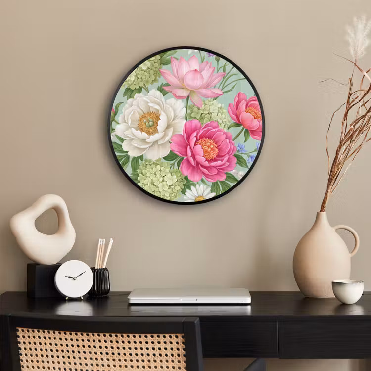 Bloemen - Patroon - Botanisch - Groen Fotolijst rond zonder passe partout klein -sfeer1