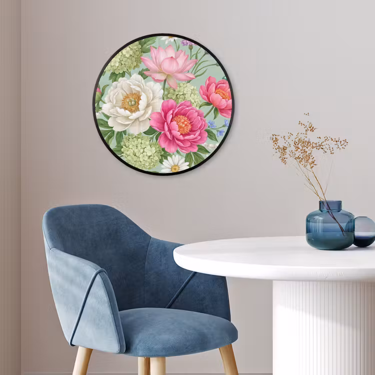 Bloemen - Patroon - Botanisch - Groen Fotolijst rond zonder passe partout klein -sfeer2