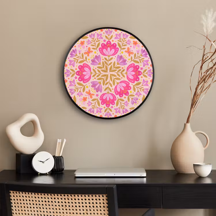 Bloemen - Patroon - Natuur - Abstract - Roze Fotolijst rond zonder passe partout klein -sfeer1