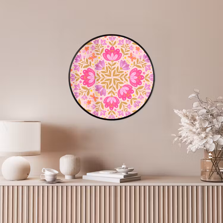 Bloemen - Patroon - Natuur - Abstract - Roze Fotolijst rond zonder passe partout klein -sfeer3