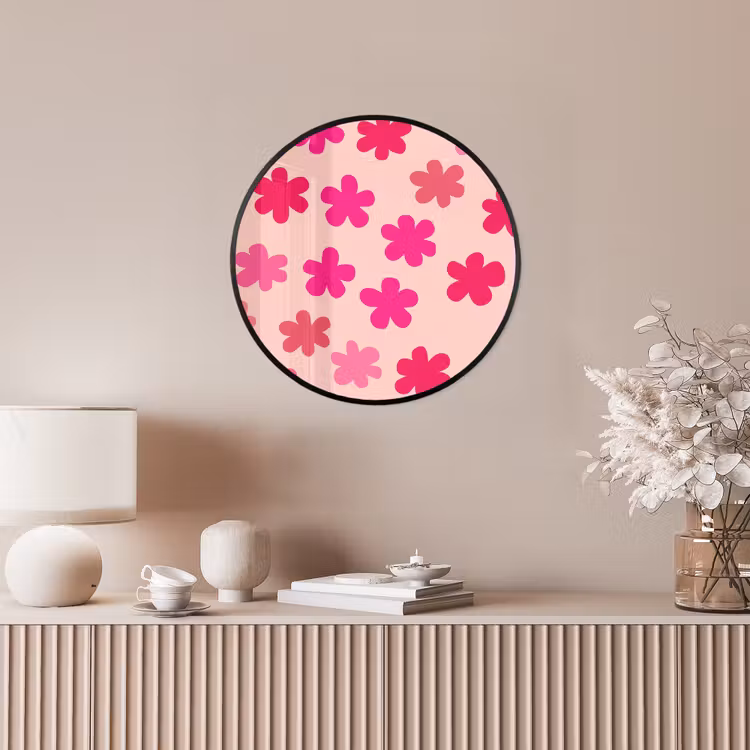 Bloemen - Patroon - Roze Fotolijst rond zonder passe partout klein -sfeer3