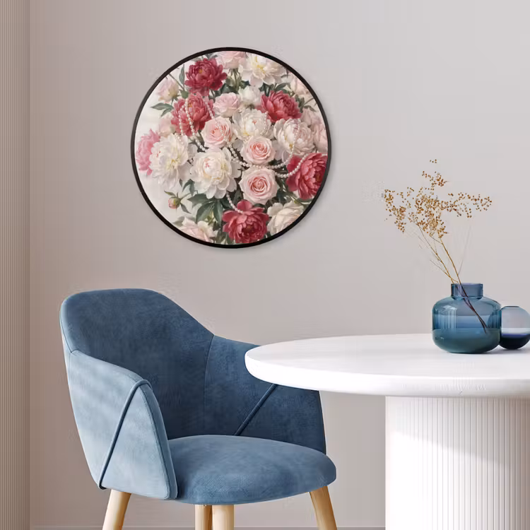 Bloemen - Parels - Romantiek - Klassiek - Roze Fotolijst rond zonder passe partout klein -sfeer2