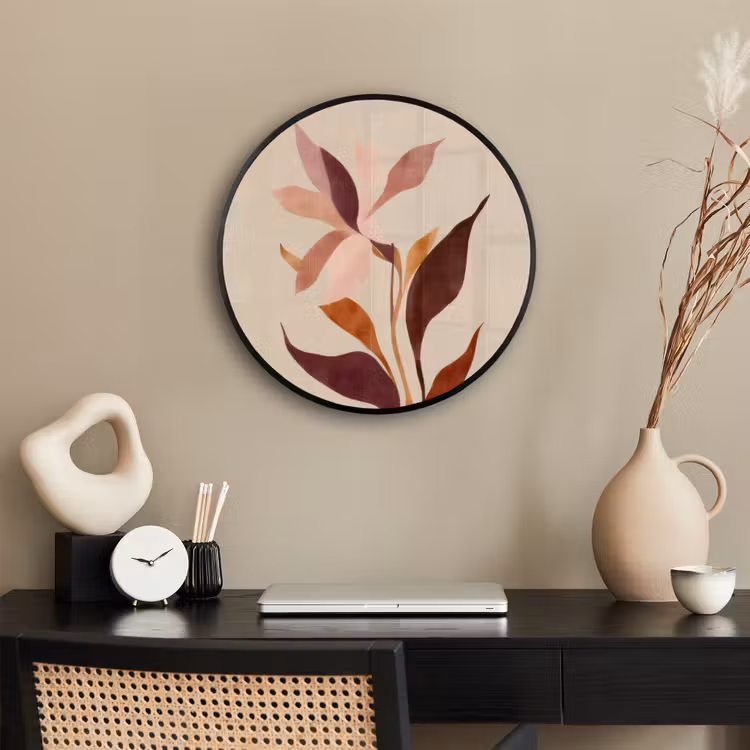 Bloemen - Blaadjes - Minimalistisch - Roze Fotolijst rond zonder passe partout klein -sfeer1