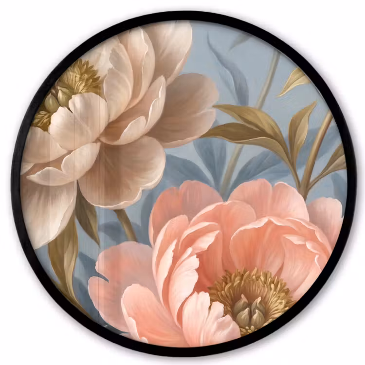 Bloemen - Roze - Beige - Modern - Natuur Fotolijst rond zonder passe partout klein -3d