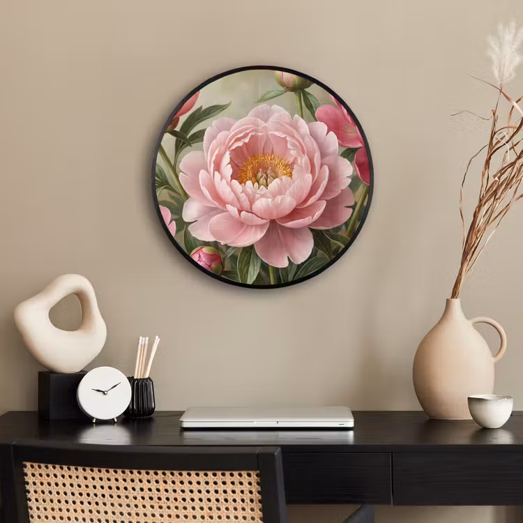 Bloemen - Roze - Klassiek - Gedetailleerd - Natuur Fotolijst rond zonder passe partout klein -sfeer1
