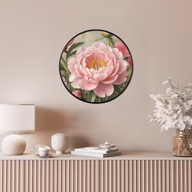Bloemen - Roze - Klassiek - Gedetailleerd - Natuur Fotolijst rond zonder passe partout klein -sfeer3
