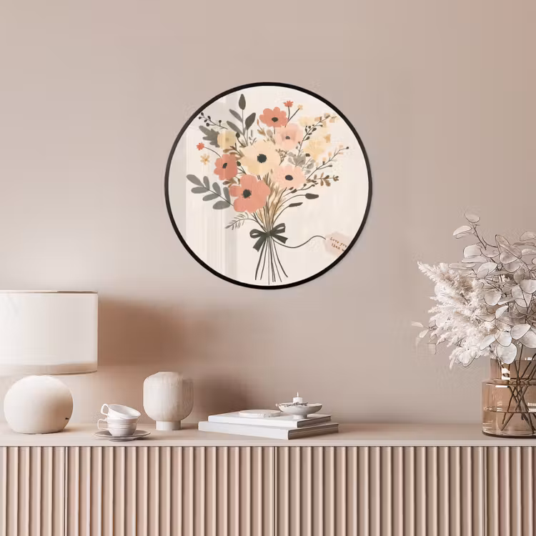 Bloemen - Quote - Beige - Lint Fotolijst rond zonder passe partout klein -sfeer3