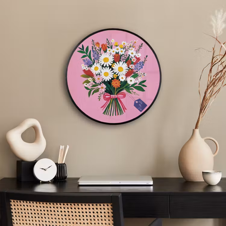 Bloemen - Quote - Kaartje - Kleurrijk Fotolijst rond zonder passe partout klein -sfeer1