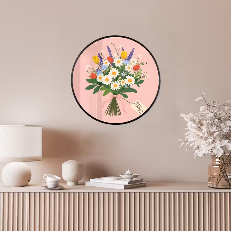 Bloemen - Lint - Kaartje Fotolijst rond zonder passe partout klein -sfeer3