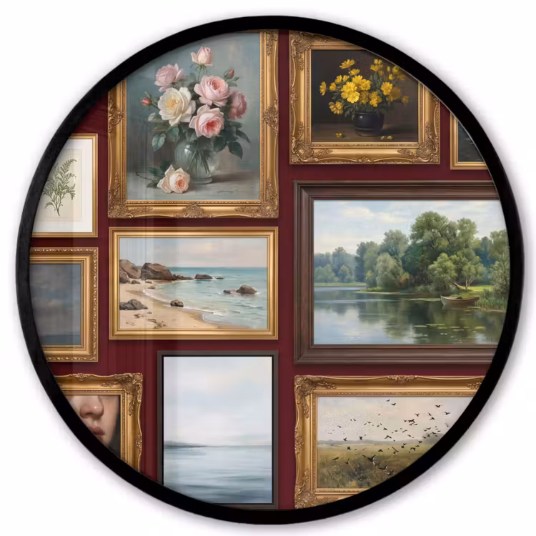 Bloemen - Vaas - Klassiek - Kunst - Rood Fotolijst rond zonder passe partout klein -3d
