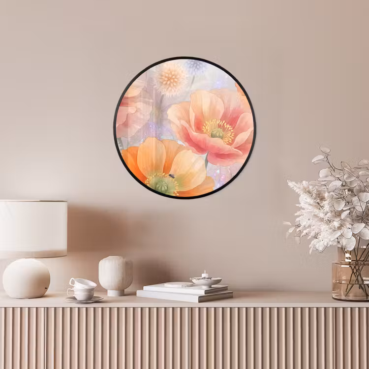 Bloemen - Aquarel - Natuur - Modern - Kleurrijk Fotolijst rond zonder passe partout klein -sfeer3