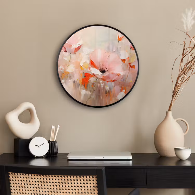Bloemen - Watercolor - Roze - Abstract - Kunst Fotolijst rond zonder passe partout klein -sfeer1