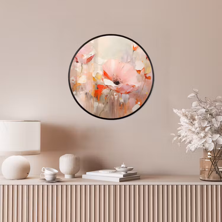 Bloemen - Watercolor - Roze - Abstract - Kunst Fotolijst rond zonder passe partout klein -sfeer3