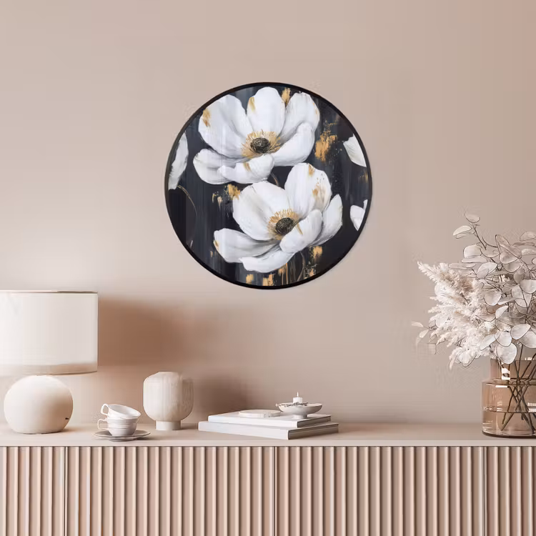 Bloemen - Wit - Abstract Fotolijst rond zonder passe partout klein -sfeer3