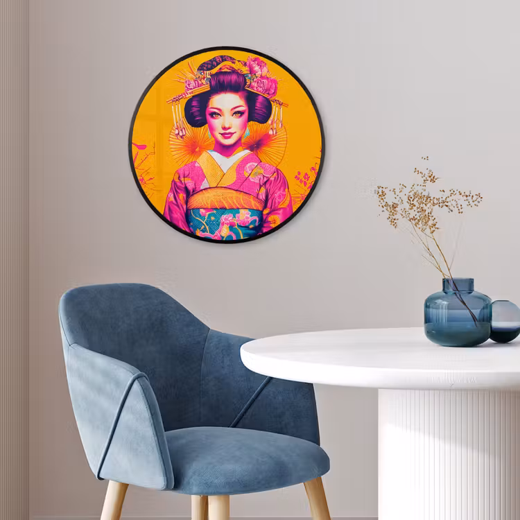 Bloemen - Vrouw - Kimono - Roze Fotolijst rond zonder passe partout klein -sfeer2