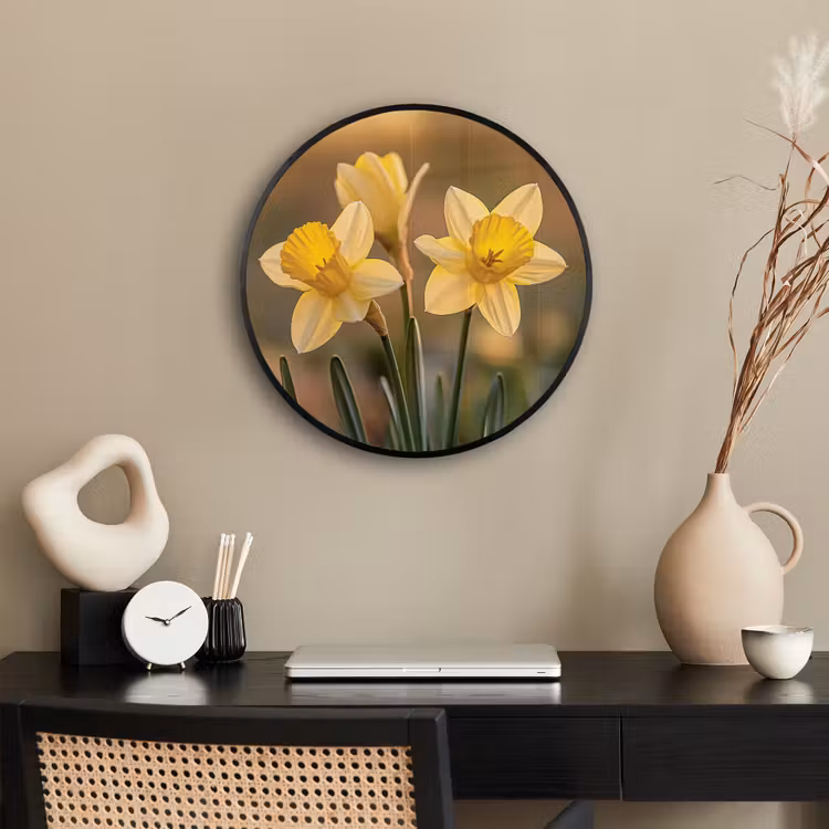Bloemen - Geel - Wazig Fotolijst rond zonder passe partout klein -sfeer1