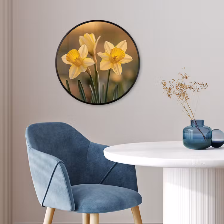 Bloemen - Geel - Wazig Fotolijst rond zonder passe partout klein -sfeer2