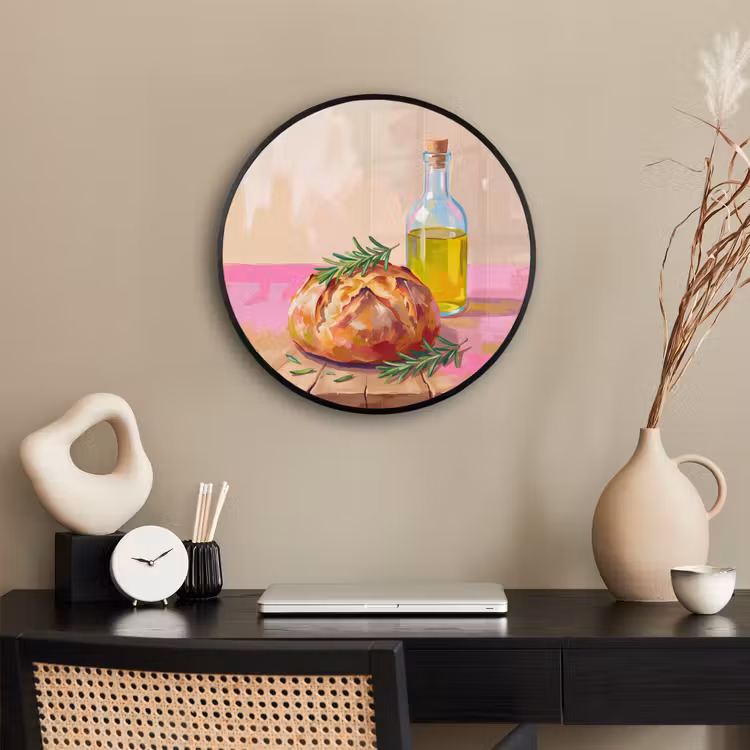 Eten - Brood - Olijfolie - Abstract - Keuken Fotolijst rond zonder passe partout klein -sfeer1