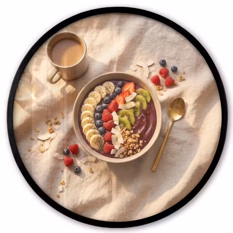 Eten - Ontbijtkom - Fruit - Gezond - Kleurrijk Fotolijst rond zonder passe partout klein -3d