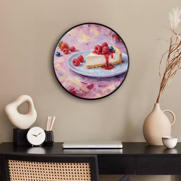 Eten - Cheesecake - Bessen - Abstract - Roze Fotolijst rond zonder passe partout klein -sfeer1