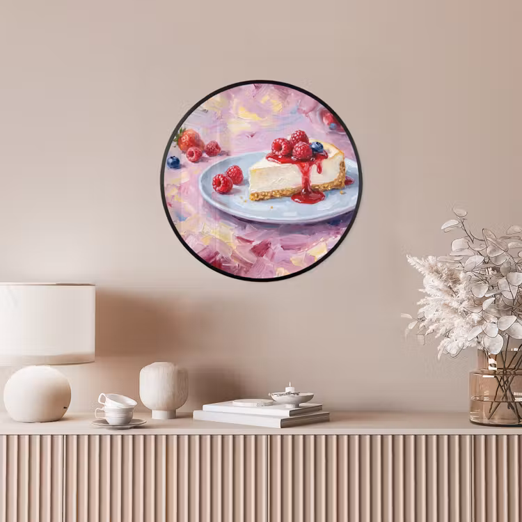 Eten - Cheesecake - Bessen - Abstract - Roze Fotolijst rond zonder passe partout klein -sfeer3