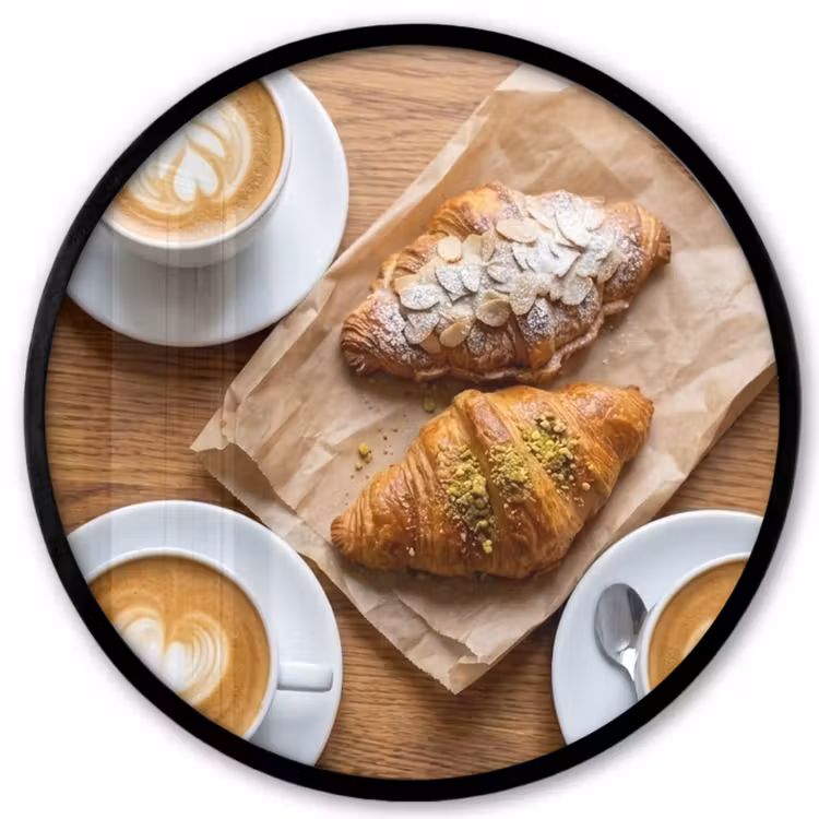 Eten - Croissant - Koffie - Ontbijt - Modern Fotolijst rond zonder passe partout klein -3d