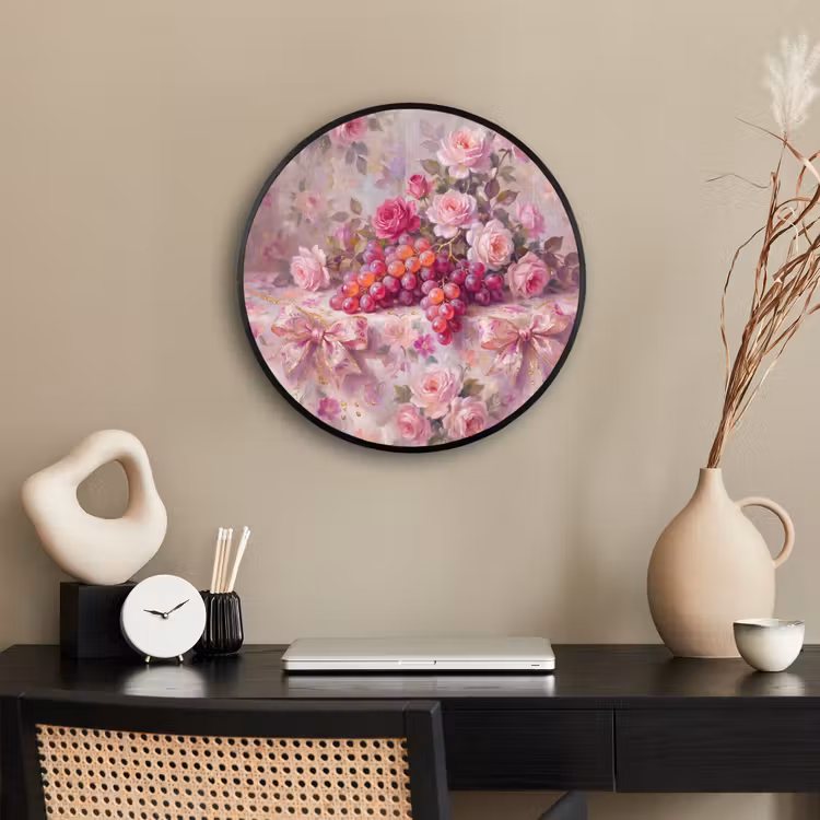 Eten - Bloemen - Stilleven - Roze - Goud Fotolijst rond zonder passe partout klein -sfeer1