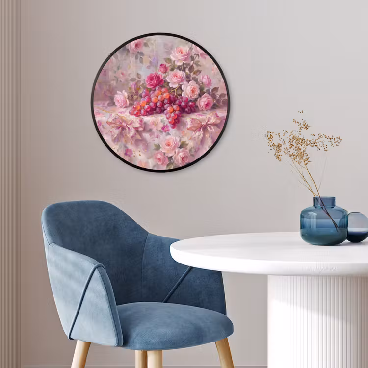 Eten - Bloemen - Stilleven - Roze - Goud Fotolijst rond zonder passe partout klein -sfeer2