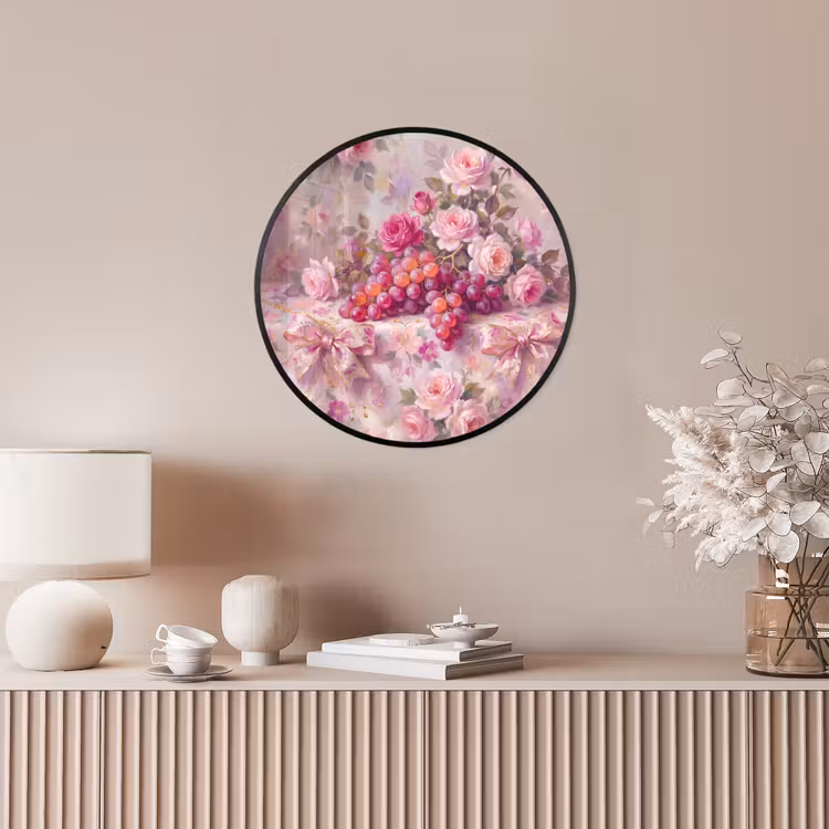 Eten - Bloemen - Stilleven - Roze - Goud Fotolijst rond zonder passe partout klein -sfeer3