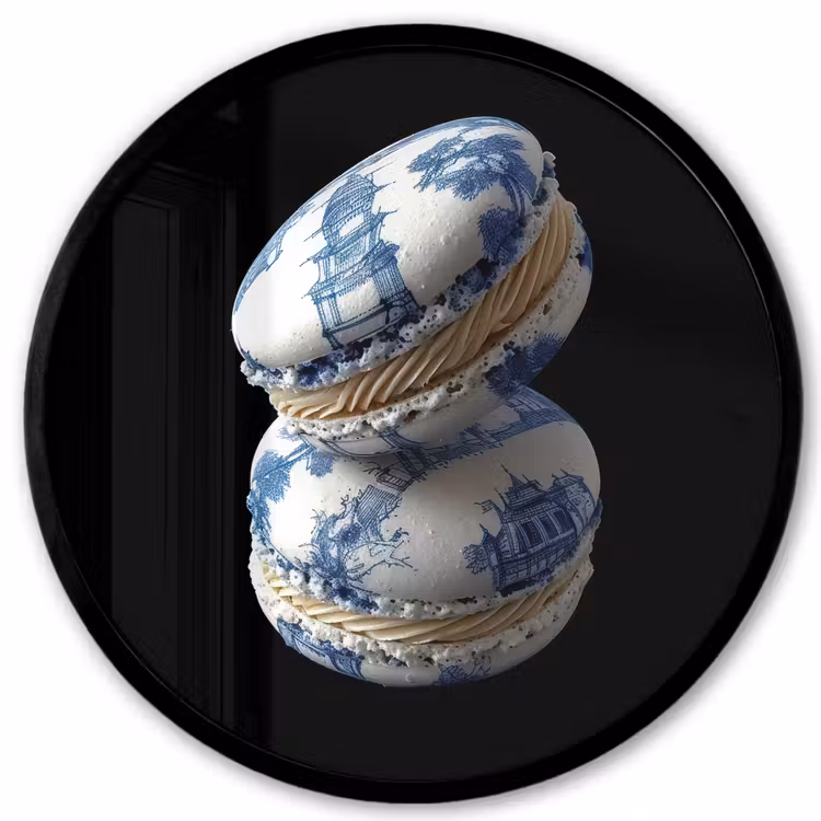 Eten - Macarons - Delfts blauw - Koekjes Fotolijst rond zonder passe partout klein -3d
