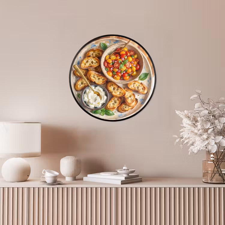 Eten - Tomaat - Brood - Kleurrijk - Keuken Fotolijst rond zonder passe partout klein -sfeer3