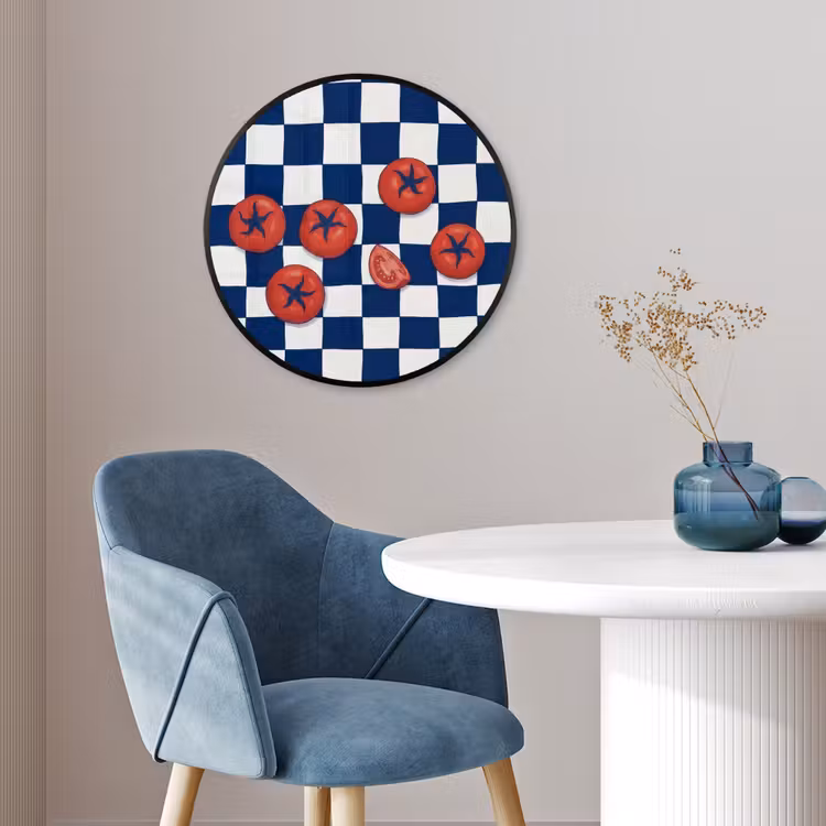 Eten - Tomaten - Keuken - Illustratie - Rood-Blauw Fotolijst rond zonder passe partout klein -sfeer2